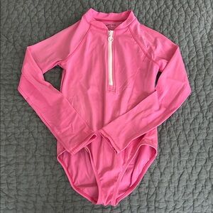 Lands’ End Girls Long Sleeve One Piece Half Zip Swimsuit